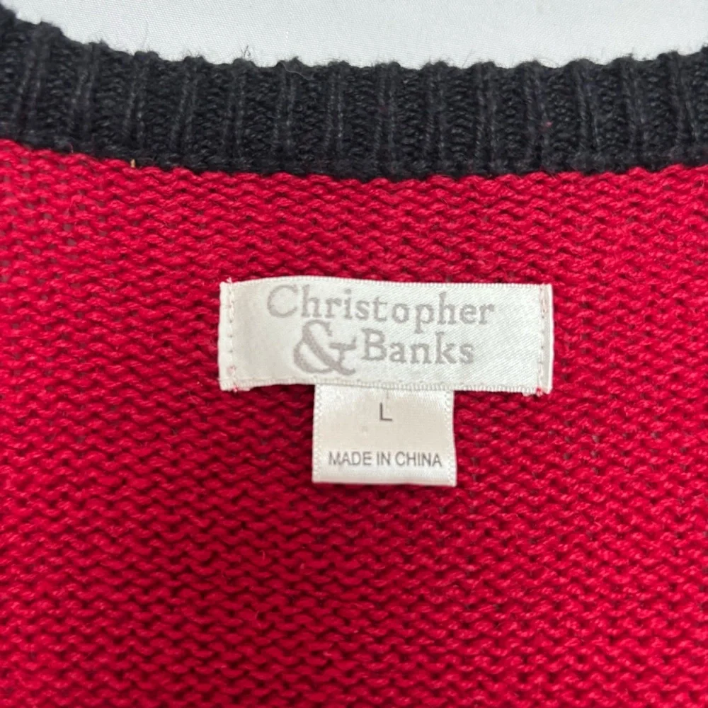 Christopher Banks vintage Knit Red Sweater with Purse Shoe Accents